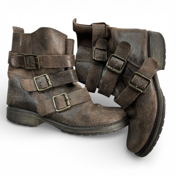 Steve Madden Colony Brown Suede Buckle Ankle Boots Size 6.5 - Picture 8 of 13